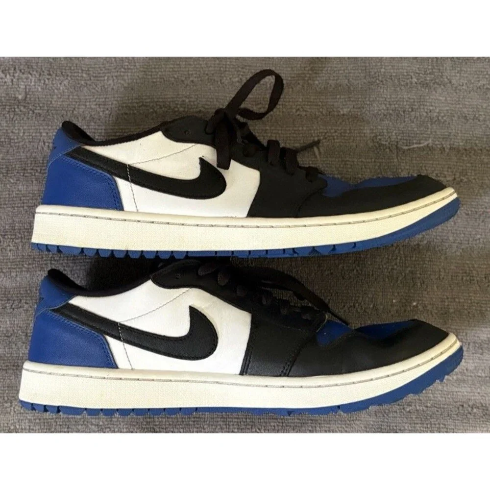 Nike Air Jordan 1 Low Royal Toe Black White Blue Golf Mens Size 11.5 DD9315-102